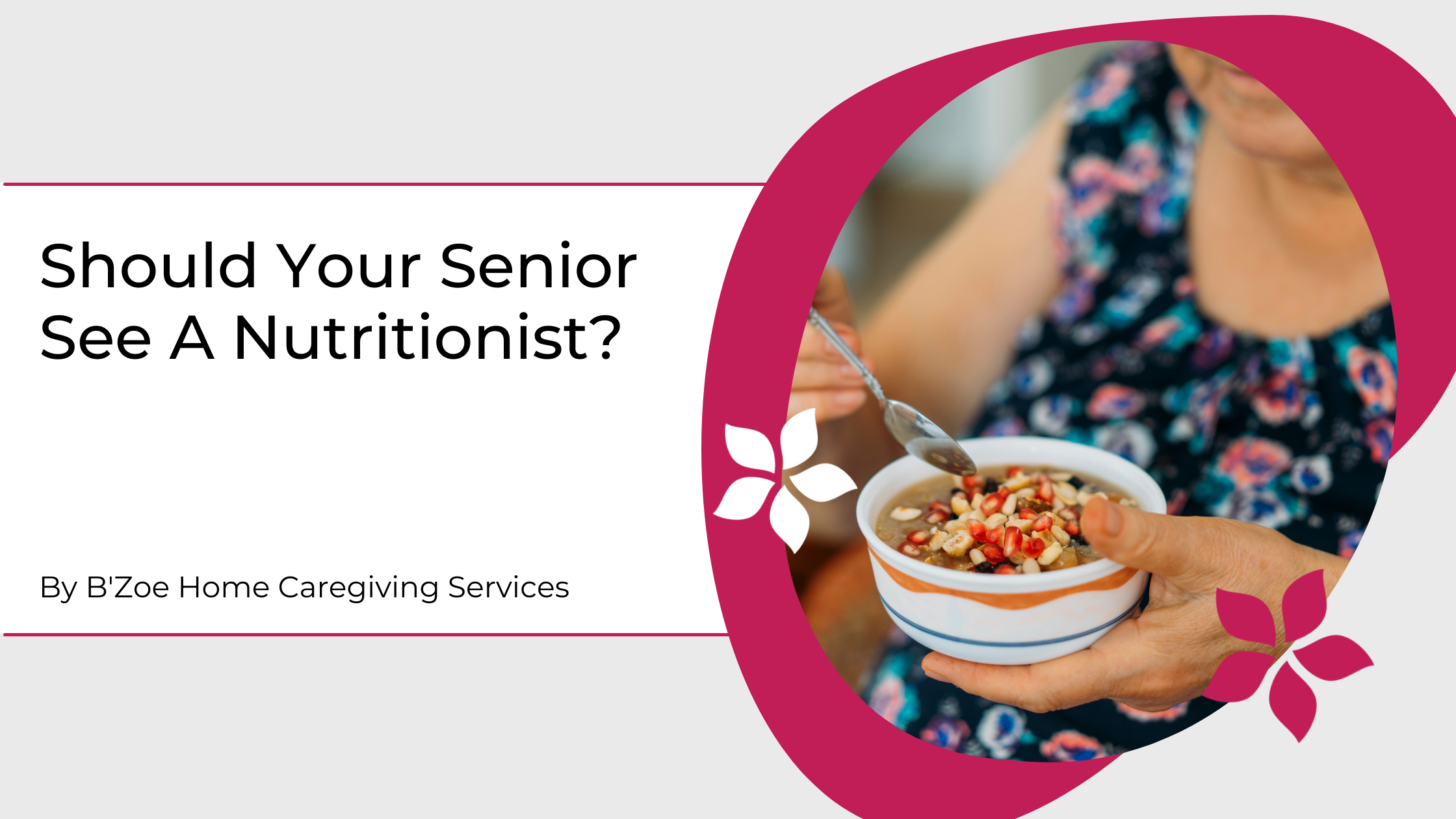 Elderly woman eating a bowl of soup